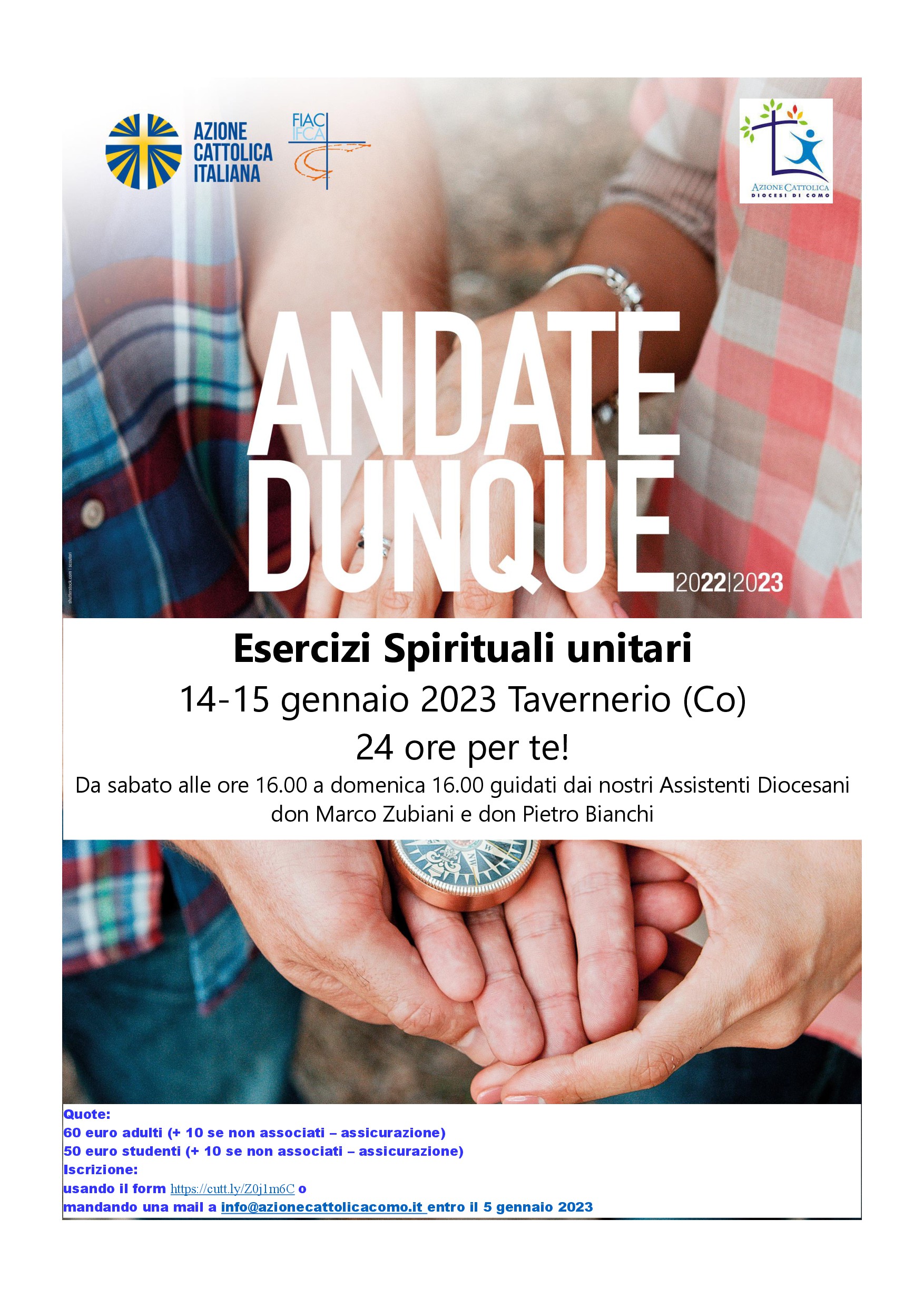 AC - Esercizi Spirituali Unitari 14-15 gennaio 2023 a Tavernerio (Co)