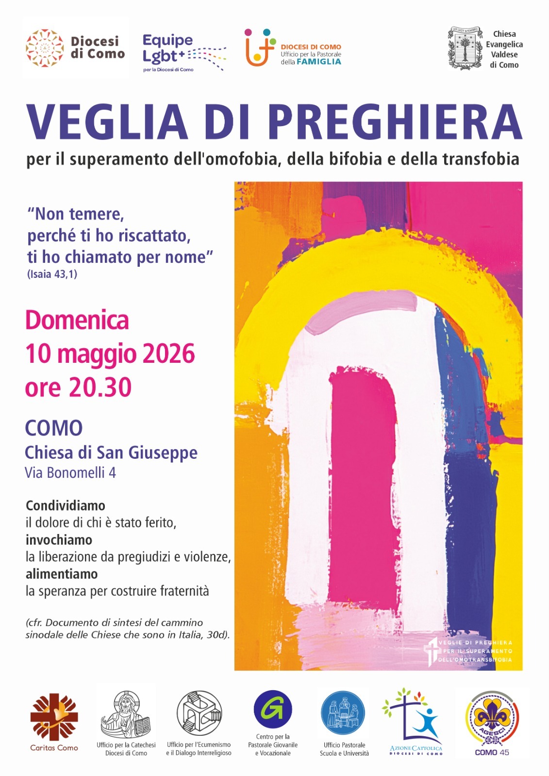 Veglia di Preghiera per il superamento dell’omofobia, della bifobia e della transfobia  - 10 maggio  2026 - COmo